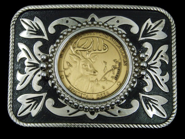 SF07160 *NOS* GREAT **NORTH AMERICAN HUNTING CLUB COLLECTORS MEDAL/COIN** BUCKLE