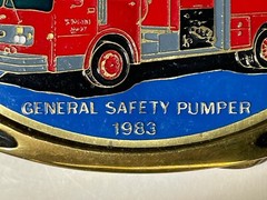 VTG Heritage Chariots of Fire 1983 General Safety Pumper No 17 Brass Belt Buckle