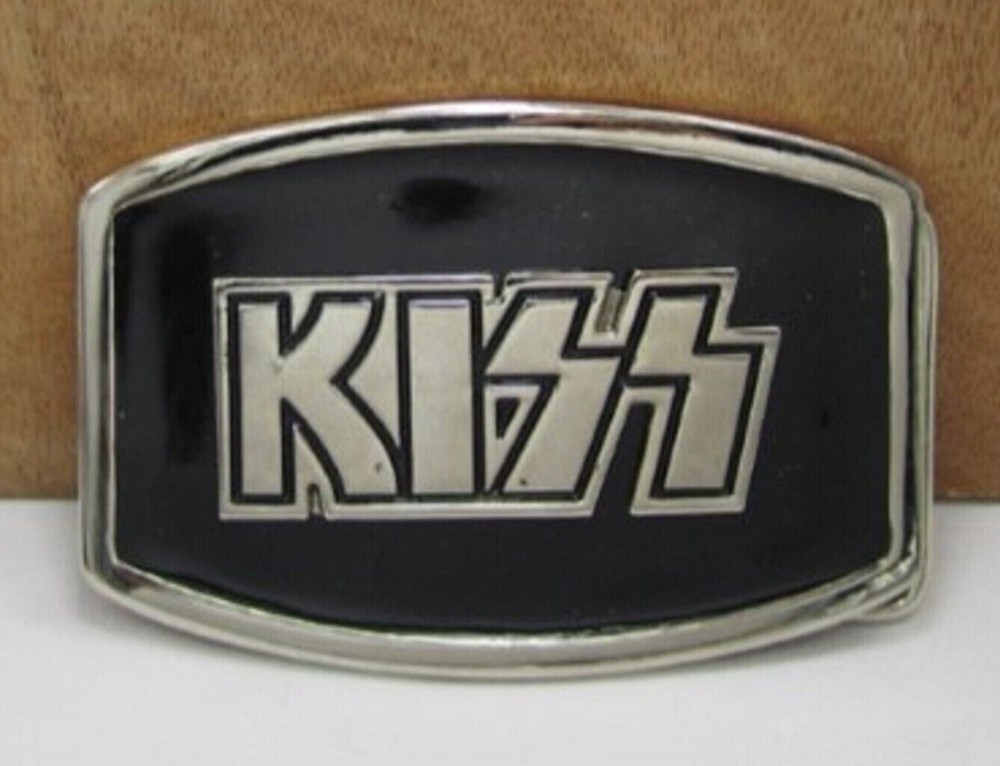 KISS Belt Buckle logo Chrome silver Gene Paul Ace Peter Zinc Alloy rock metal