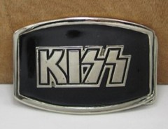 KISS Belt Buckle logo Chrome silver Gene Paul Ace Peter Zinc Alloy rock metal