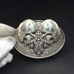 White Copper Skull Heart Design Gothic Men&rsquo;s Belt Buckle (Belt Not Included)