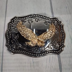 Men&rsquo;s Western Eagle Belt Buckle Metal Silver/Gold Color Rectangular Fits 1.5&Prime;