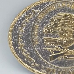 North American Hunting Club Life Member Oval Belt Buckle Silver & Gold Color