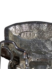 « FL&B » Scull Top Hat Belt Buckle Sliver Red Rhinestone