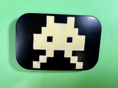 Video Game Arcade Icon Character Black & White Pixilated Pattern Belt Buckle