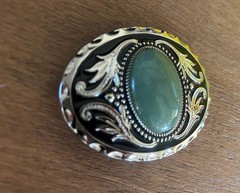 Sage Green Stone Belt Buckle Engraved Silver Western Cowboy Cowgirl Rodeo Style