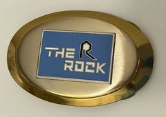 Belt Buckle The Rock Island and Pacific Railroad Gold Tone with Blue Logo New
