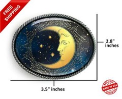Celestial Moon n Stars Belt Buckle – Handmade Artisan Accessory – 615