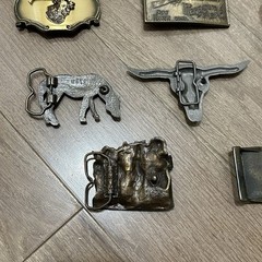 Vintage Lot (8) Belt Buckles Western Longhorn Gun Cowboy Brass Native Horse USA