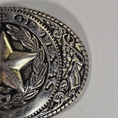 Texas State Seal Silver-Tone and Black Belt Buckle 3 3/4&Prime; x 2 3/4&Prime;