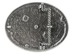 Rhinestone Crystal Belt Buckle Oval Floral Engraved Buckle Fits 1-1/2&Prime;(38mm)