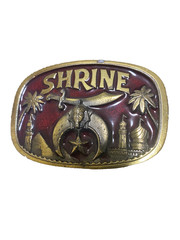 Vintage 1986 Shrine Belt Buckle #1801 Great American Buckle Red Enamel 3” x 2”