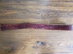 Siskiyou Pewter Deer Buckle Schmidt Leather Belt USA Wildlife Hunting Rustic 42&Prime;