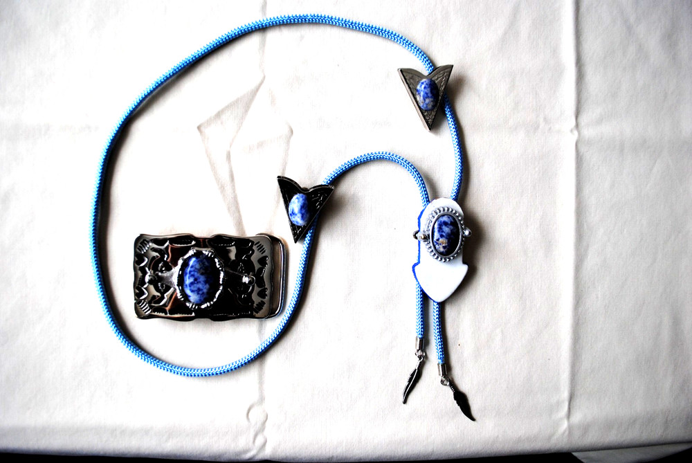 Western Belt Buckle, Bolo and Collar Tip Set