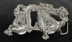 DRAGON FIRE FLAME BREATHING SOLID BRASS CHROME PLATED BARON BELT BUCKLE 1981