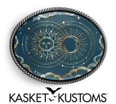 Divination Belt Buckle – Sun and Moon Tarot Astrology Handmade Boho Buckle – 816