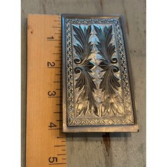 Vintage Engraved Western Belt Buckle Floral Scroll Cowboy Unmarked Non Snap