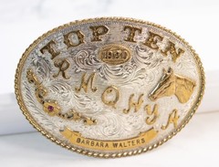 Vtg 1980 RMQHA Top Ten Trophy Belt Buckle Rocky Mountain Quarter Horse Colorado