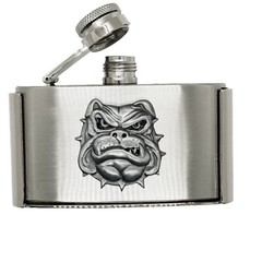 Removeable Bulldog Hip Flask Stainless Steel Belt Buckle Biker Metal British