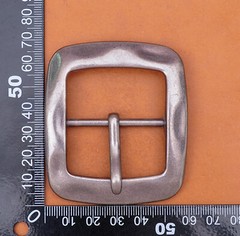 Vintage Silver Square Center Bar Pin Buckle for Leathercraft Belt Fit 40mm Strap