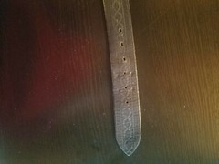 Bronze deer belt buckle w/ imprinted leather belt