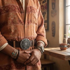 Men Fashion Belt Buckle Dark Silver Metal Western Fashion Aztec Calendar Mayan