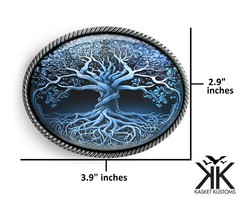 Tree of Life Belt Buckle – Ornate Celtic Pagan Art Handmade Resin Buckle – 924