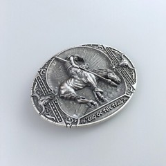 Vintage Silver Plated Rodeo Cowboy Western Oval Belt Buckle Boucle de Ceinture
