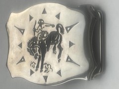 Vintage NOS Chrome Rodeo Style Belt Buckle by Chambers Belt Co Made in USA