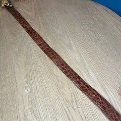 Kieselstein-Cord Snake Serpent Large Gold Buckle Brown Alligator Belt RARE