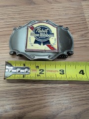 Rare Vintage Pabst Blue Ribbon Beer Belt Buckle Brewery Bar Advertising READ
