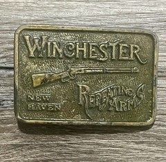 Winchester Repeating Arms New Haven Connecticut Western Style Brass Belt Buckle