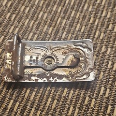 Chambers Belt Co. Men’s Western Wagon Horse Embossed Buckle Silver/Gold 1in
