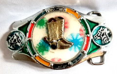 VTG 1970s Imperial Hebillas Belt Buckle Western Rodeo Cowboy Boots Spurs Horses