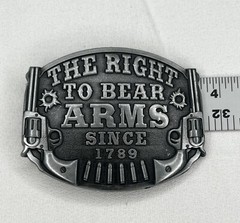 The Right To Bear Arms Belt Buckle 2nd Amendment Gun Rights Bullets Silver Tone
