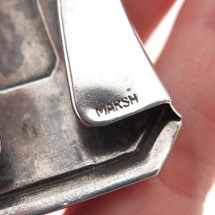 MARSH 925 Sterling Silver & Gold Antique Art Deco 1917 Engraved Belt Buckle