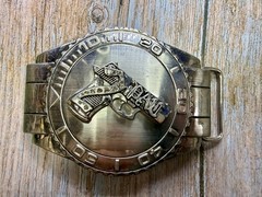 Dive Watch Style Shape Pistol Gun with Rhinestone Silver Color Large Belt Buckle