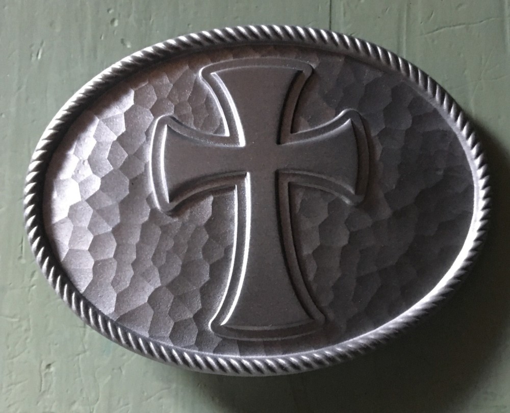 LARGE OVAL IRON CROSS BELT BUCKLE NEW APPROXIMATELY 4&Prime; X 3&Prime;