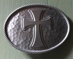LARGE OVAL IRON CROSS BELT BUCKLE NEW APPROXIMATELY 4&Prime; X 3&Prime;