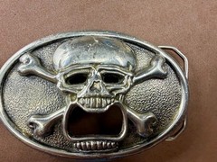 Creepy Skull Cross Bones Cosplay Gothic Punk Belt Buckle with Bottle Opener
