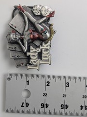 Vintage 1991 Lady Luck Belt Buckle – Dragon Designs Pewter Pin-Up Gambler DD109