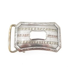 MARSH 925 Sterling Silver & Gold Antique Art Deco 1917 Engraved Belt Buckle
