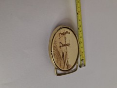 Vintage GOLF belt buckle BRASS 19th century image BARLOW grandpacore 80s