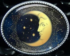 Celestial Moon n Stars Belt Buckle – Handmade Artisan Accessory – 615