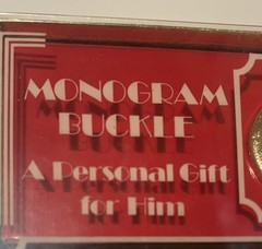 Vintage Lee Monogram P Buckle & Belt Set In Xmas Gift Box Made In USA NEW 32-34