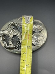 vintage HANDCRAFTED belt buckle BUFFALO NICKEL native american indian TURQUOISE