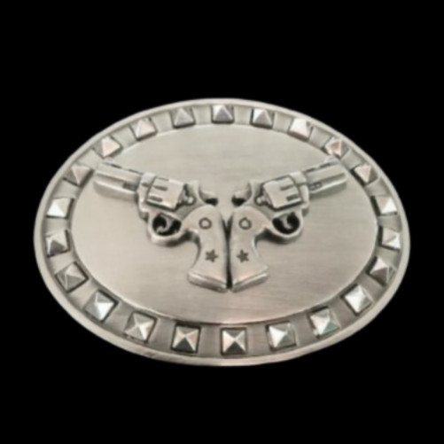 Gun Weapon Belt Buckle Two Guns Revolvers Weapons Buckles Boucle de Ceinture