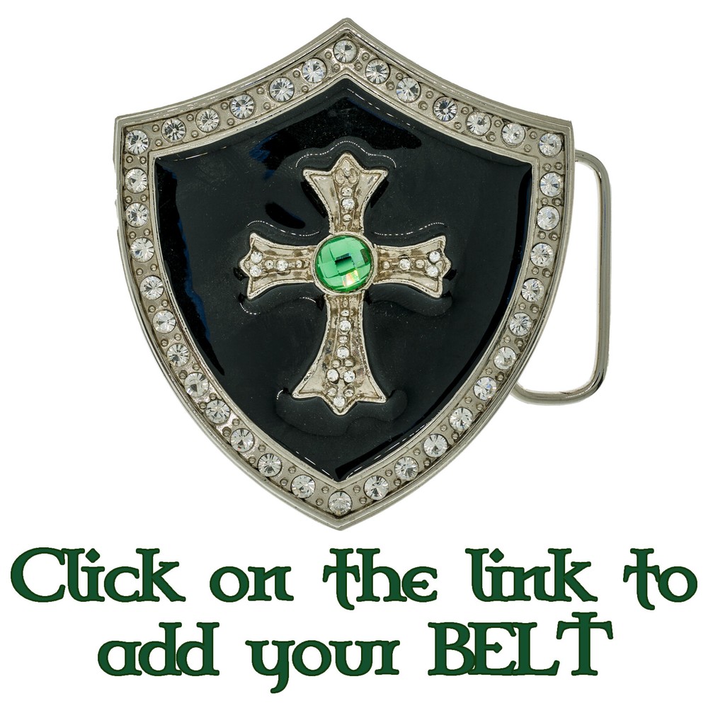 Bling Shield Heraldic Cross Belt Buckle Metal Biker Gothic Pagan UK