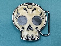 White Skull Mexican Katrina Dia De Muertos Day Of The Dead Cutout Belt Buckle