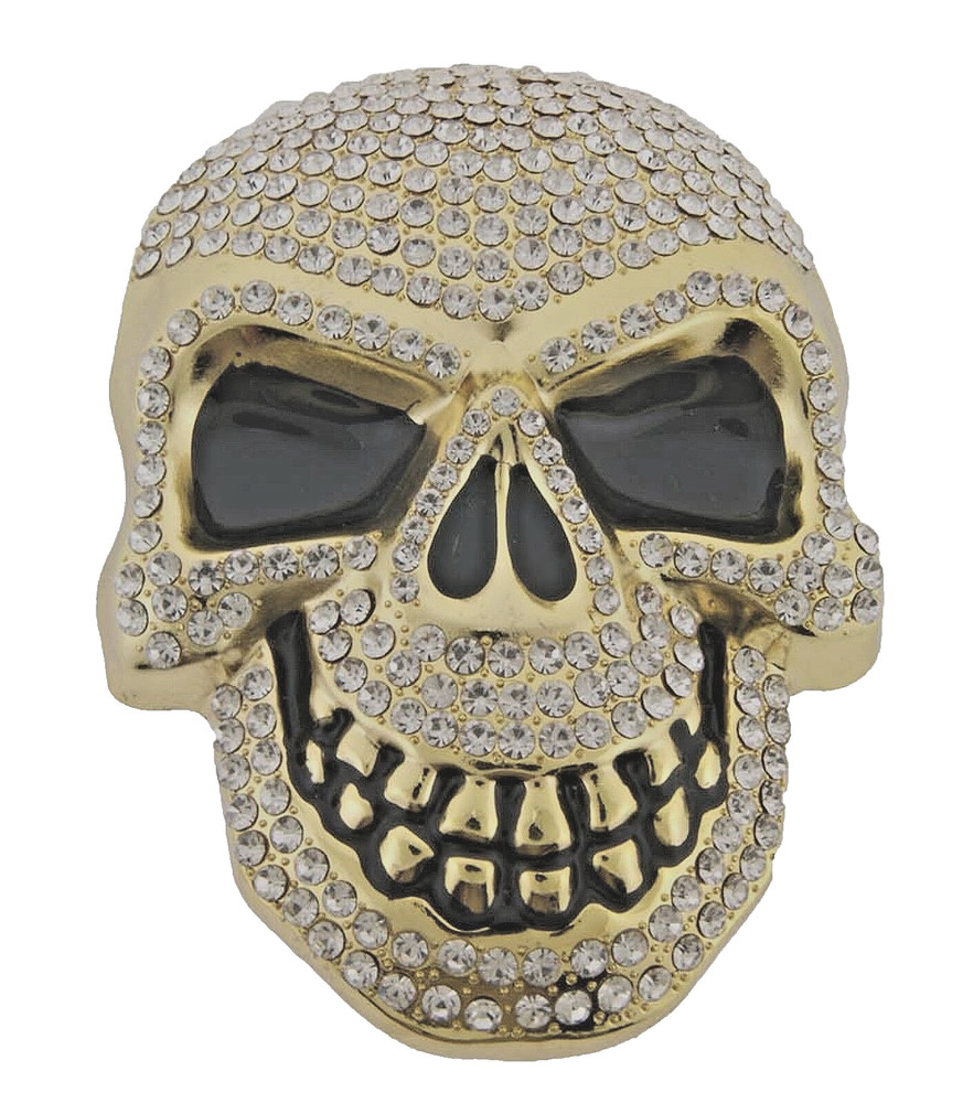 Mens Womens Skulls Skeleton Belt Buckle Gold Pirate Metal Gothic Tattoo Tribal